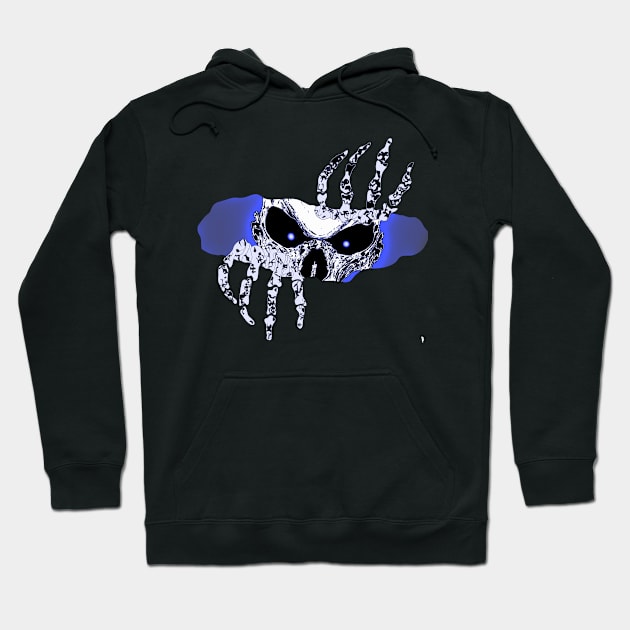 The skull peeks through the crack , colour. Hoodie by Bird